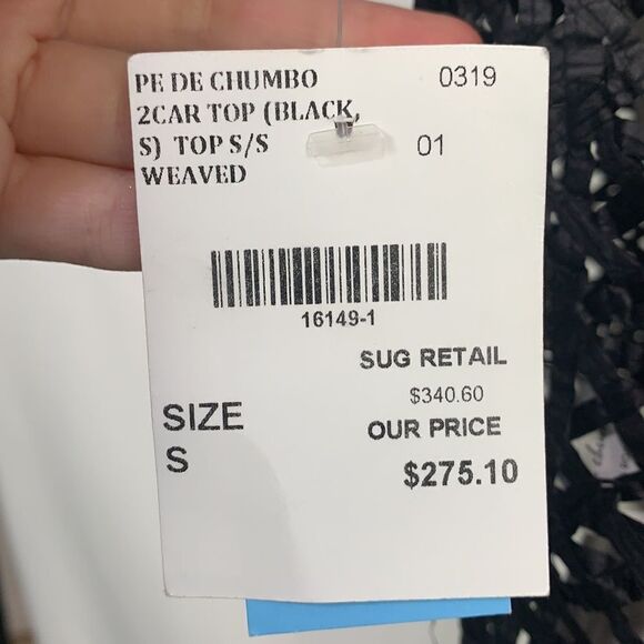 Pe De Chumbo NWT black woven fringe trim top - Picture 7 of 9